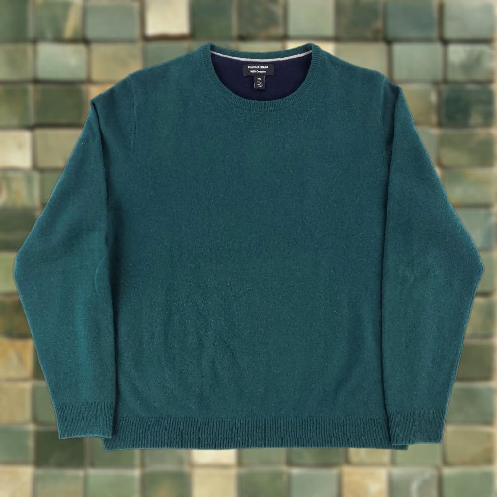 Nordstrom Nordstrom 100% Cashmere Green Crew Neck Sweater Mens XXL Pullover Crew Neck Green Cashmere Sweater Mens 2XL Size US XXL / EU 58 / 5 - 1 Thumbnail