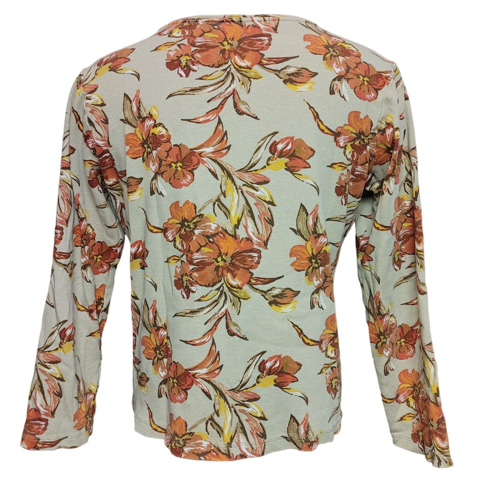 Croft & Barrow Croft & Barrow Women's Beige/Orange Floral Long Sleeve Top L Size L / US 10 / IT 46 - 2 Thumbnail