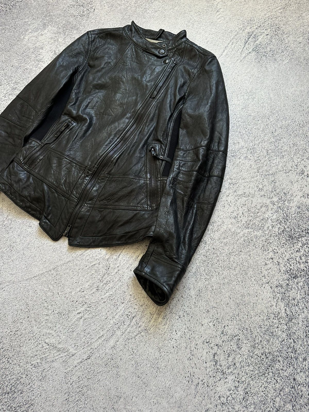 DENHAM Awant-garde Denham Leather Biker Jacket Rick Owens Style Y2K Size M / US 6-8 / IT 42-44 - 5 Thumbnail