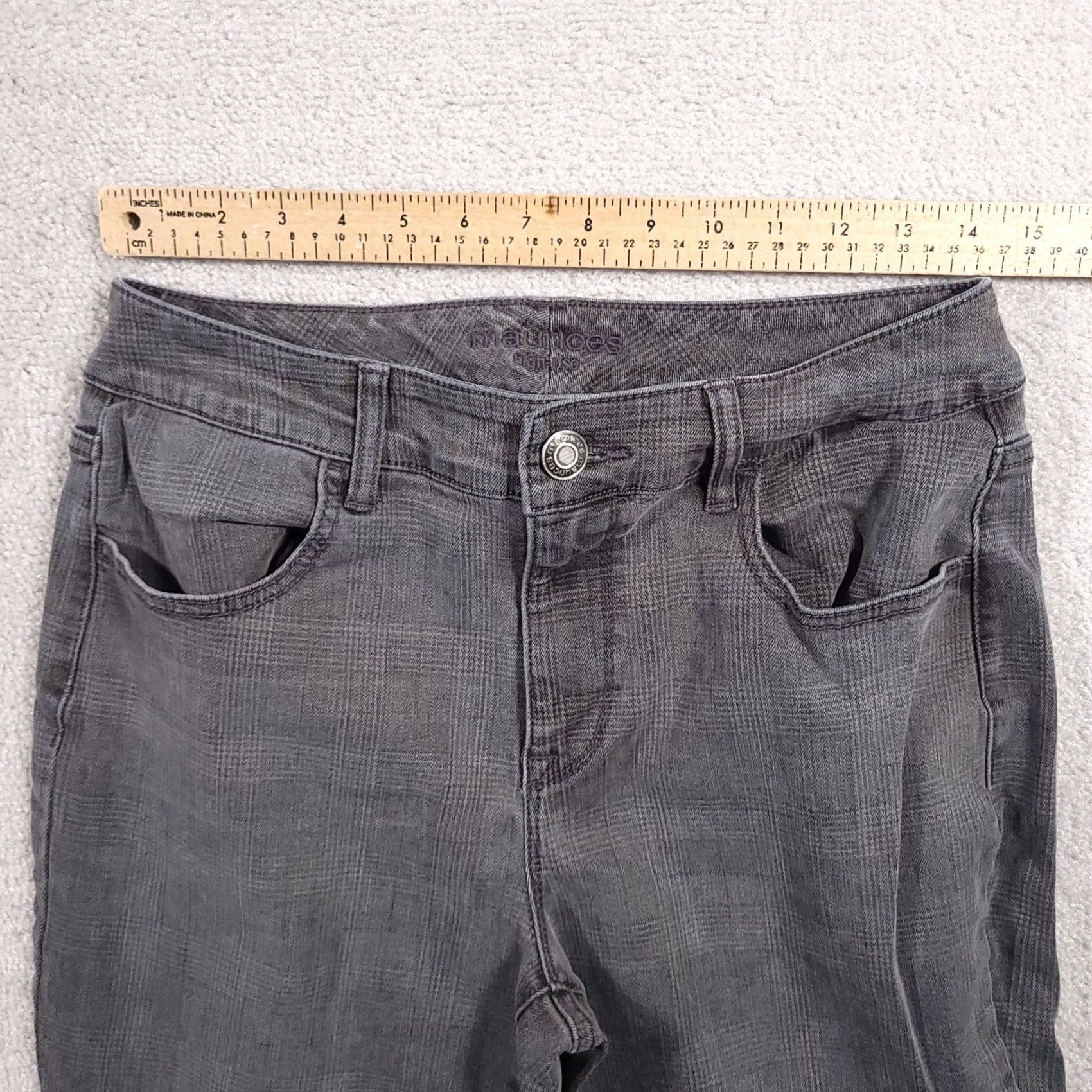 Vintage Maurices Skinny High Rise Jeans Women's Medium Regular Gray Plaid Wash Stretch Denim Slim Cotton Blend Modern Vintage: No (remove?) Size 32" / US 10 / IT 46 - 4 Thumbnail