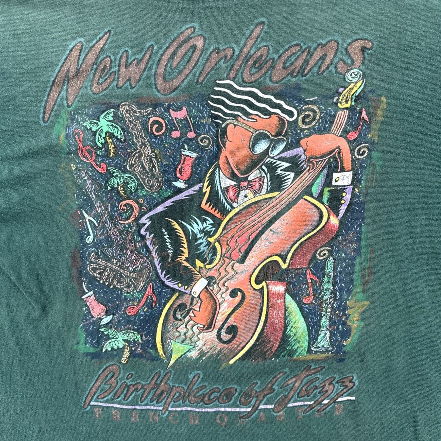 Vintage VINTAGE Signal Sport Shirt Mens Large Green New Orleans Jazz USA 90s Music Crew Neck Short Sleeve T Shirt Size US L / EU 52-54 / 3 - 6 Thumbnail