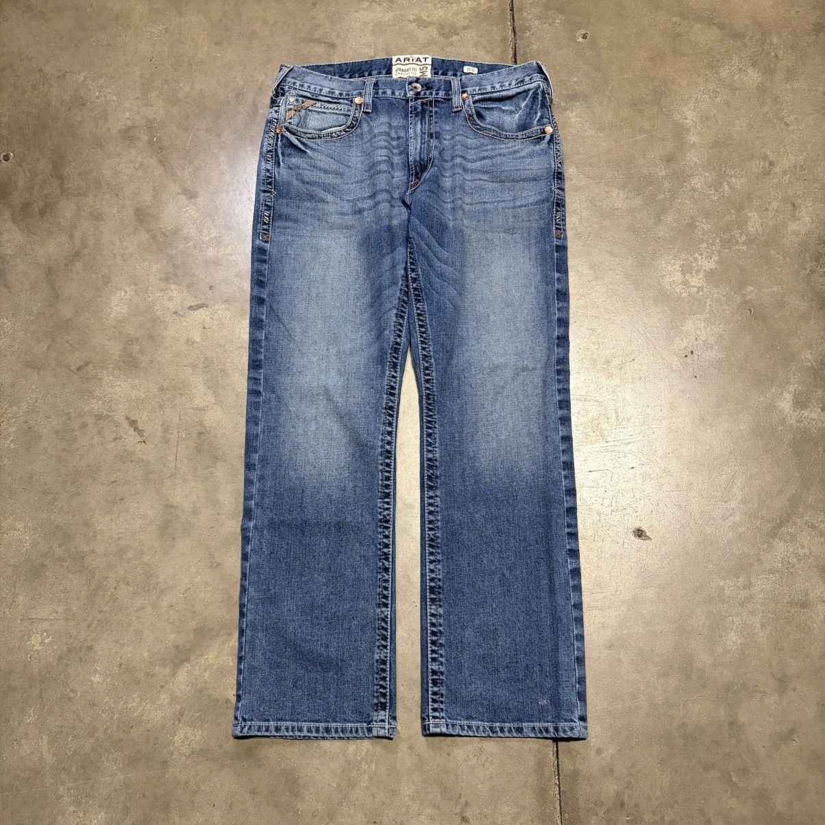 Ariat Vintage Ariat M5 Straight Leg Jeans Faded Washed Whisker Size US 35 - 5 Thumbnail