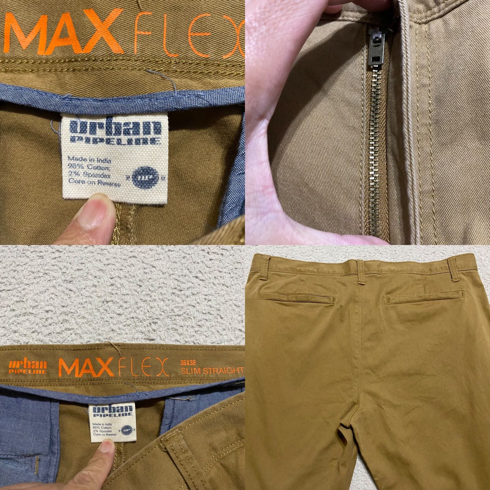 Vintage Columbia Slim Chino Pants Beige Mid Rise 36x32 Mens Regular Straight Flat Front Pocket Pockets Casual Workwear 90s/Preppy Size US 36 / EU 52 - 8 Thumbnail
