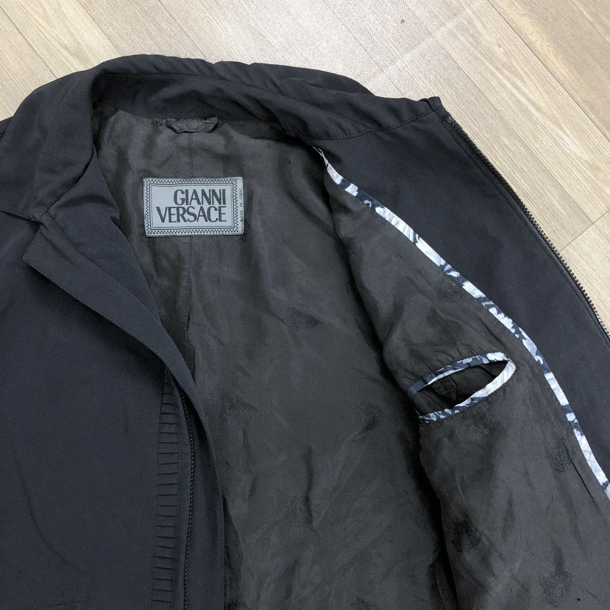 Versace 🇮🇹 Vintage Gianni Vercase Luxury Designer Black Work Jacket Size US L / EU 52-54 / 3 - 17 Thumbnail