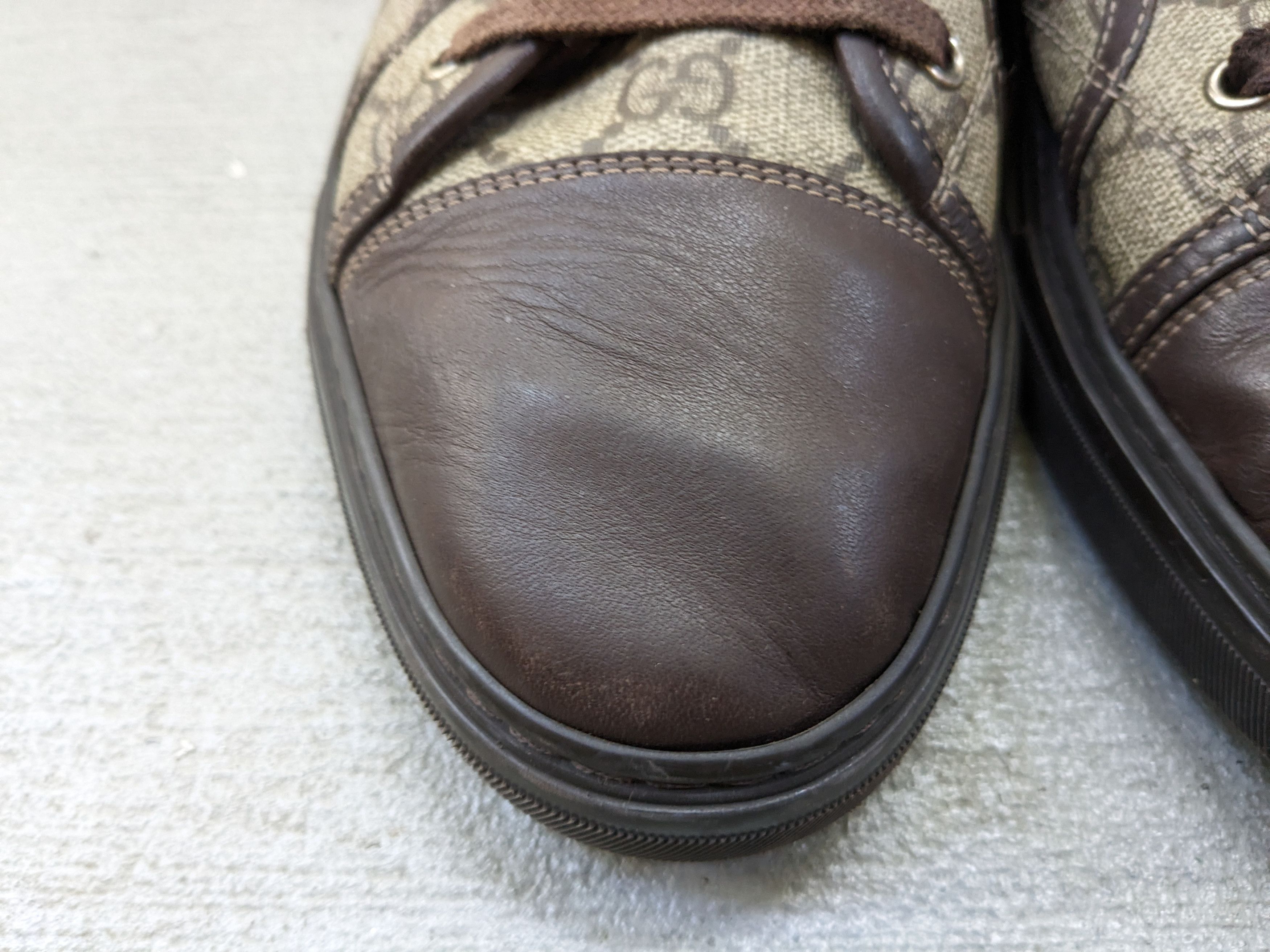Gucci Gucci High Top Sneakers Brown Leather 10 Lace Up Canvas Size US 10 / EU 43 - 2 Thumbnail