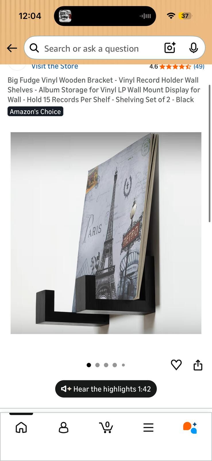 Other Big Fudge Wooden Bracket Vinyl Record Holder Wall Shelves - Size ONE SIZE - 1 Preview