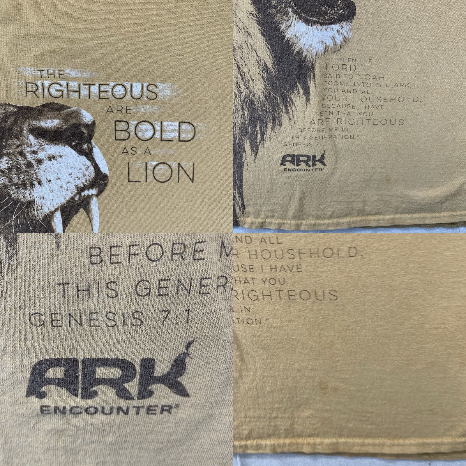 Vintage VINTAGE Christian T Shirt Men 2X Cotton Genesis 7:1 Lion Graphic Short Sleeve Brown 2000s Retro Size US XXL / EU 58 / 5 - 8 Thumbnail