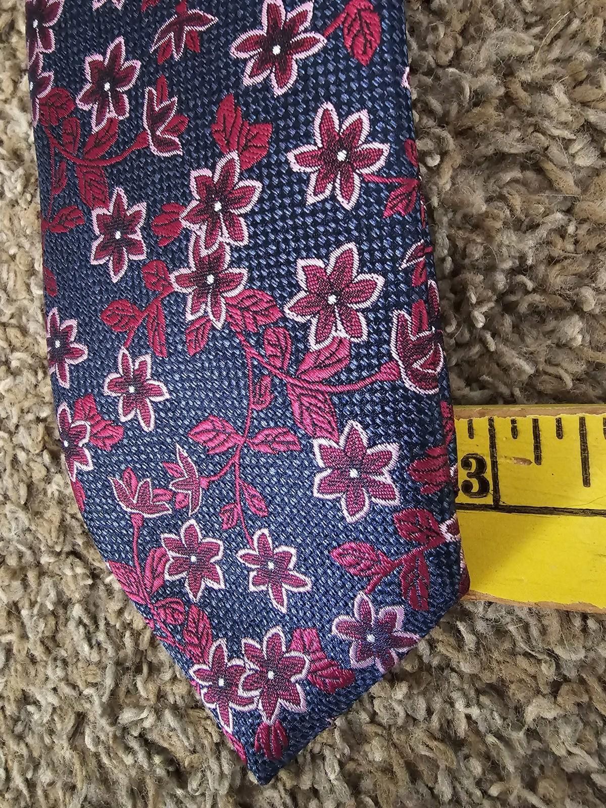 Pronto Uomo Pronto Oumo Floral Necktie Blue Purple Red Silk Blend Size ONE SIZE - 2 Thumbnail