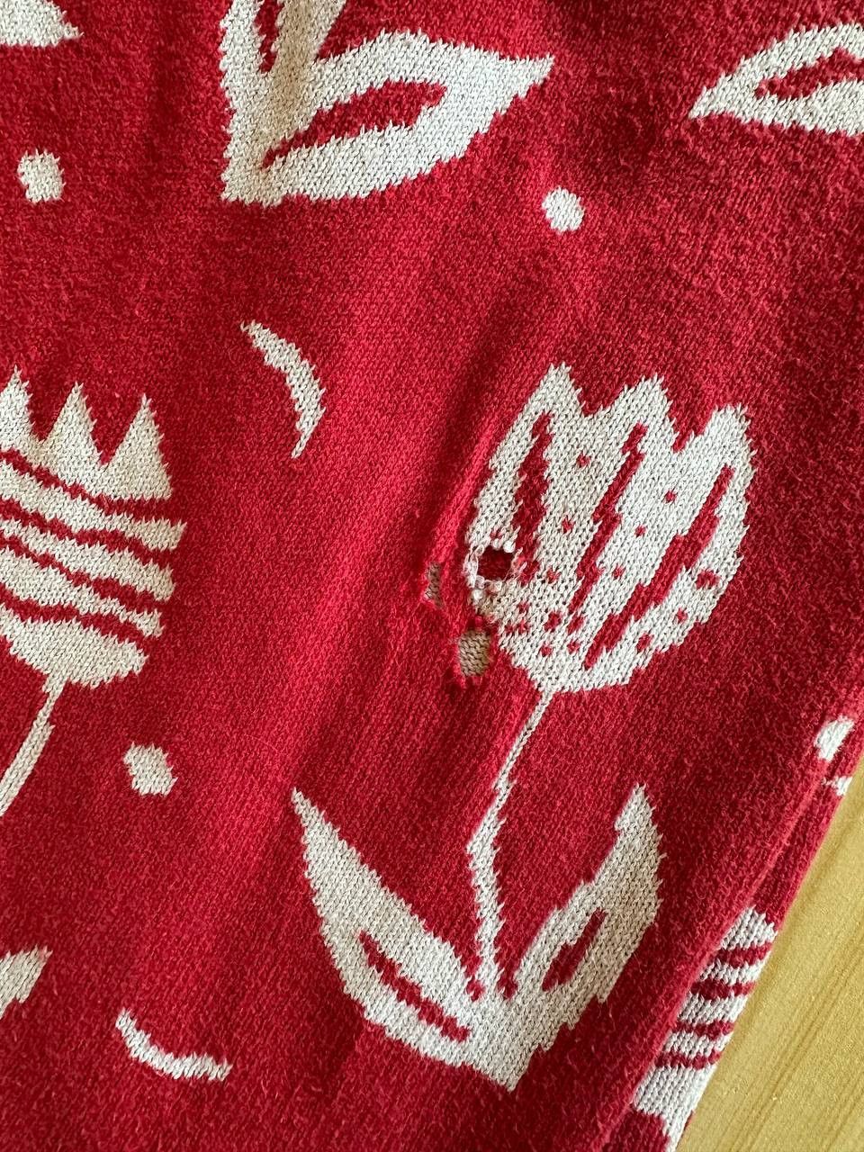 Gudrun Sjoden Gudrun Sjoden Red Floral Jacquard Knit Sweater Pullover Size XL / US 12-14 / IT 48-50 - 12 Thumbnail