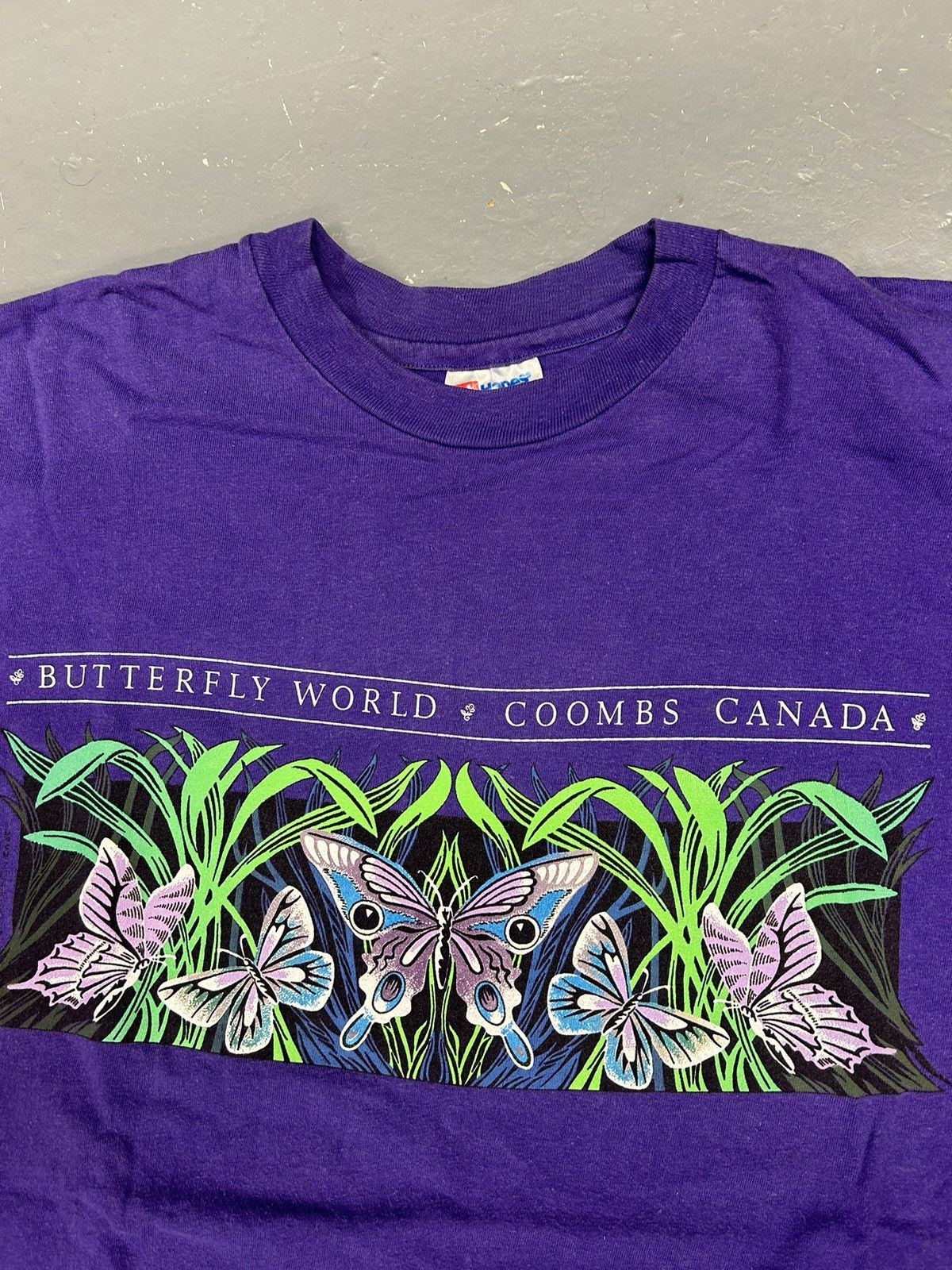 Vintage Crazy Vintage 90s Purple Butterfly Gardens Graphic Tee Shirt Size US L / EU 52-54 / 3 - 2 Thumbnail