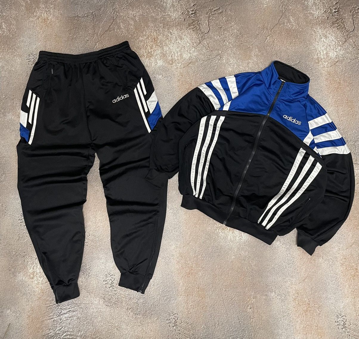 Adidas Vintage Adidas Three Stripes Cotton Tracksuit Set Size US L / EU 52-54 / 3 - 1 Thumbnail
