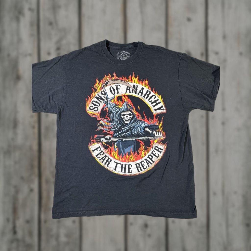 Vintage Sons of Anarchy Shirt Mens XL Black Fear The Reaper Flames Grim Reaper TV Show Jax Size US XL / EU 56 / 4 - 1 Thumbnail