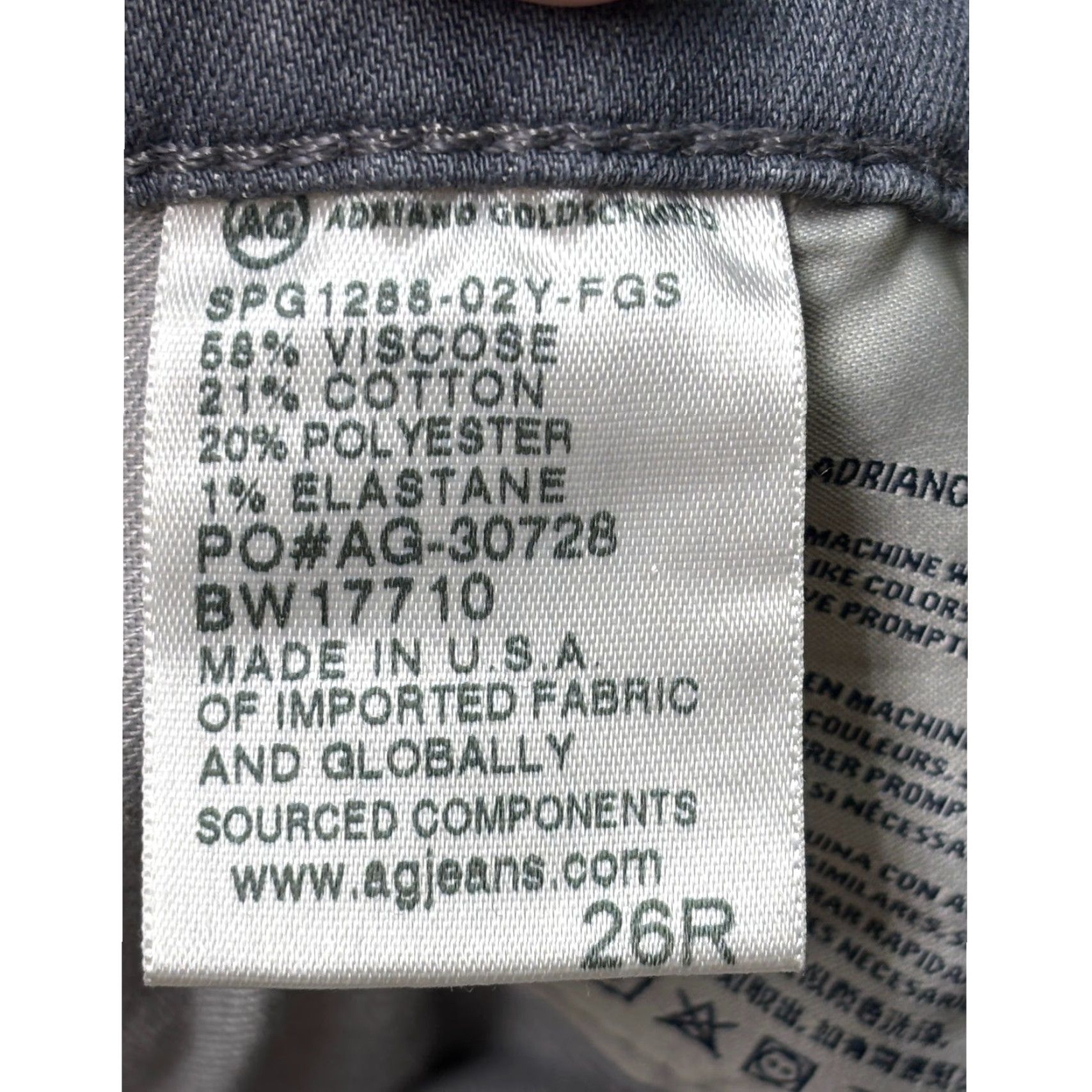Vintage AG Adriano Goldschmied The Legging Super Skinny Jeans 26 Grey SPG1288 Women 5-Pocket Zip Button Charcoal Wash Slimming Stretch Size 26" / US 2 / IT 38 - 7 Thumbnail