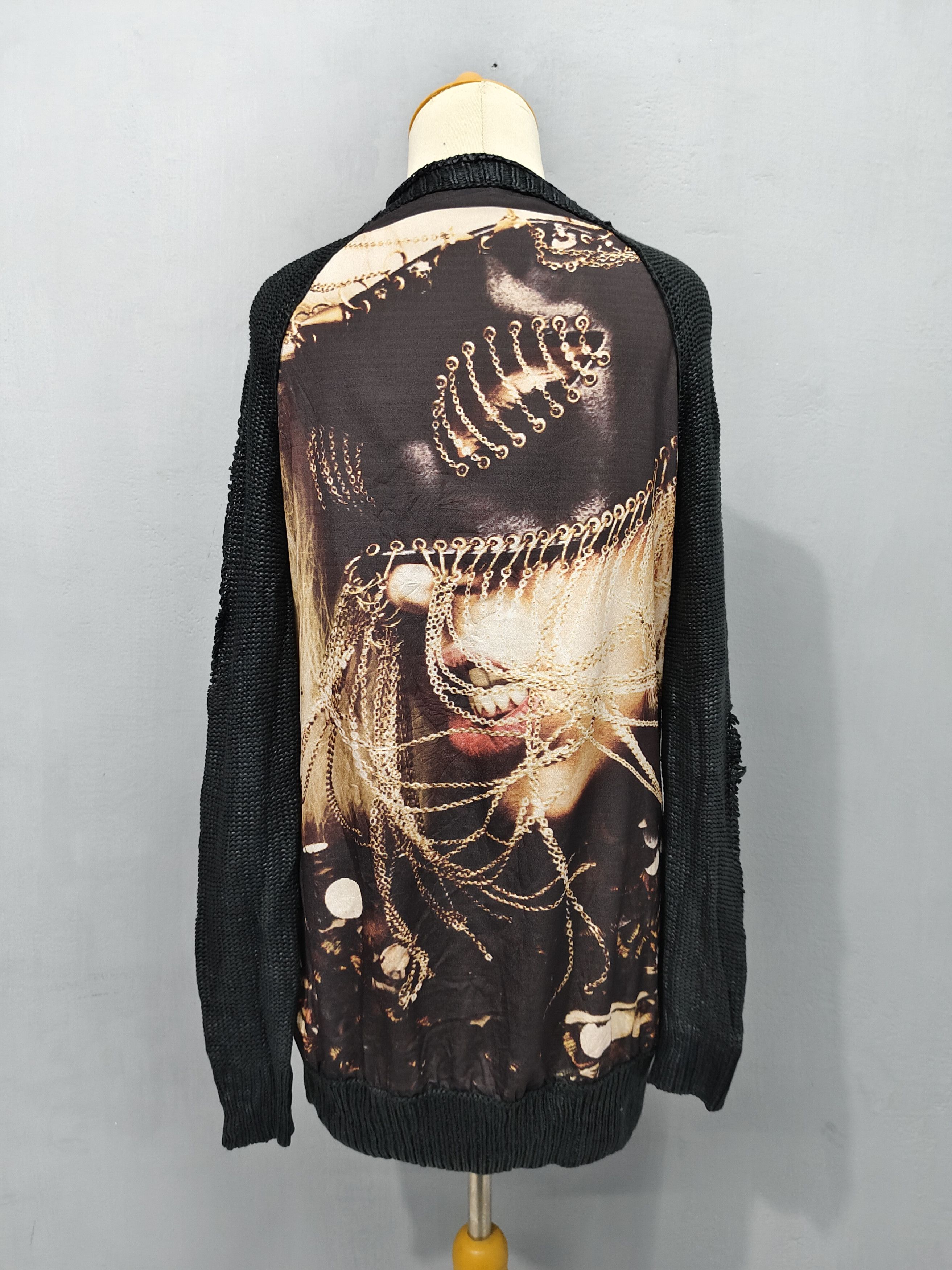 Seditionaries 🇫🇷Rive Gauche❤️‍🔥Punk Gothic Distressed Wax Knit Cardigan Size M / US 6-8 / IT 42-44 - 10 Thumbnail