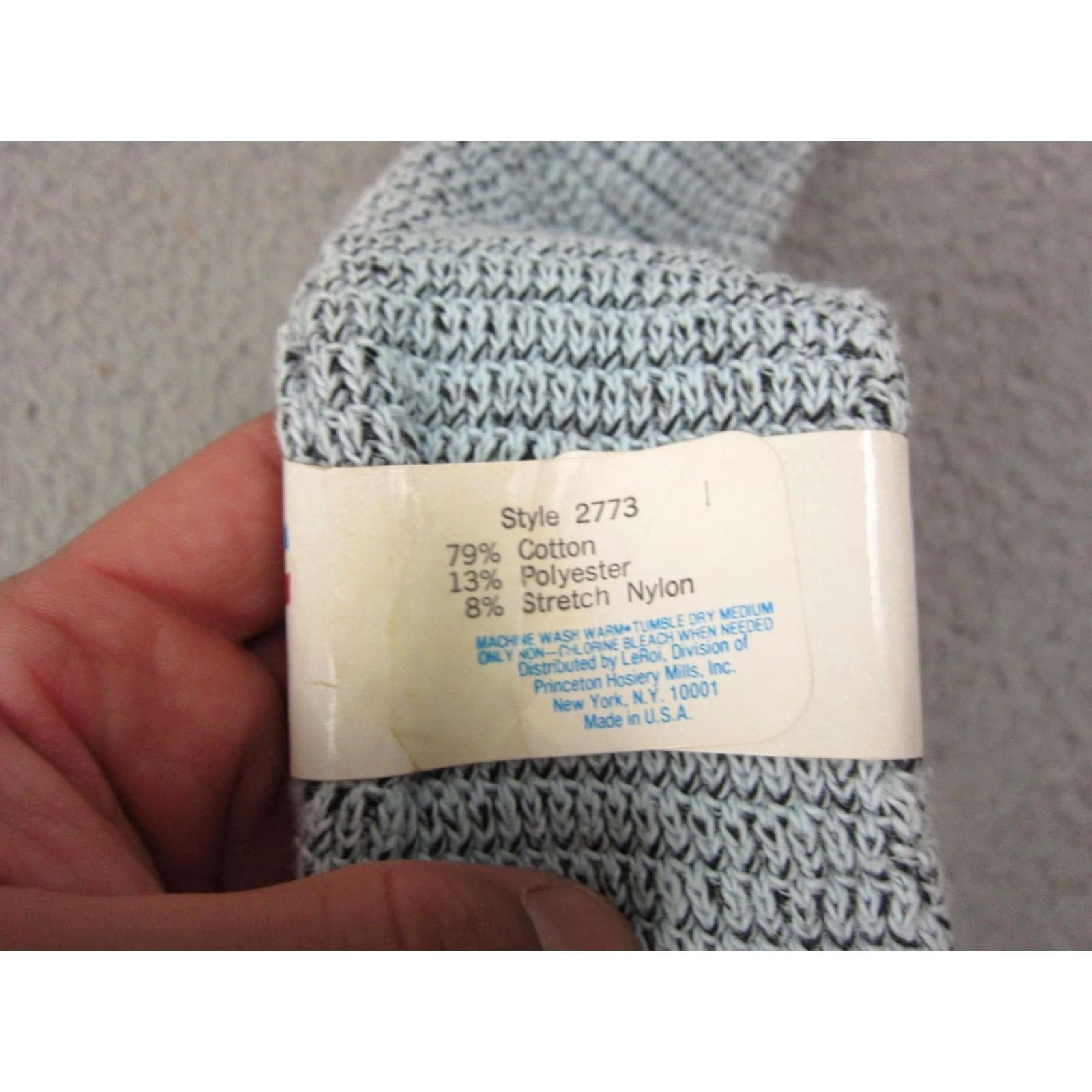 Vintage VINTAGE LeRoi Socks Mens 9-11 Blue Cable Crew USA 90s Made in USA Kn ee High Casual Cotton Polyester Size ONE SIZE - 4 Thumbnail