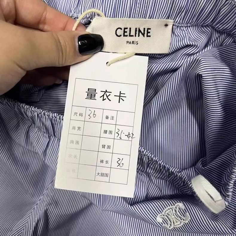 Celine Celine Blue Striped Elastic Waist Casual Shorts Size US 36 / EU 52 - 3 Thumbnail