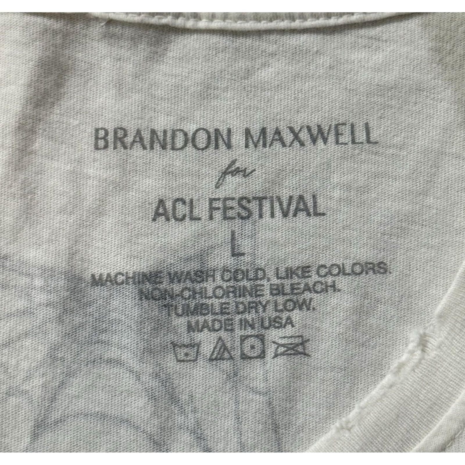 Brandon Maxwell Brandon Maxwell Shirt ACL Festival Pre-Distressed White Short Sleeve L Mens Womens Austin City Limits Rock Art 90s Band Hip Hop Hippie Logo Graphic Size US L / EU 52-54 / 3 - 8 Thumbnail