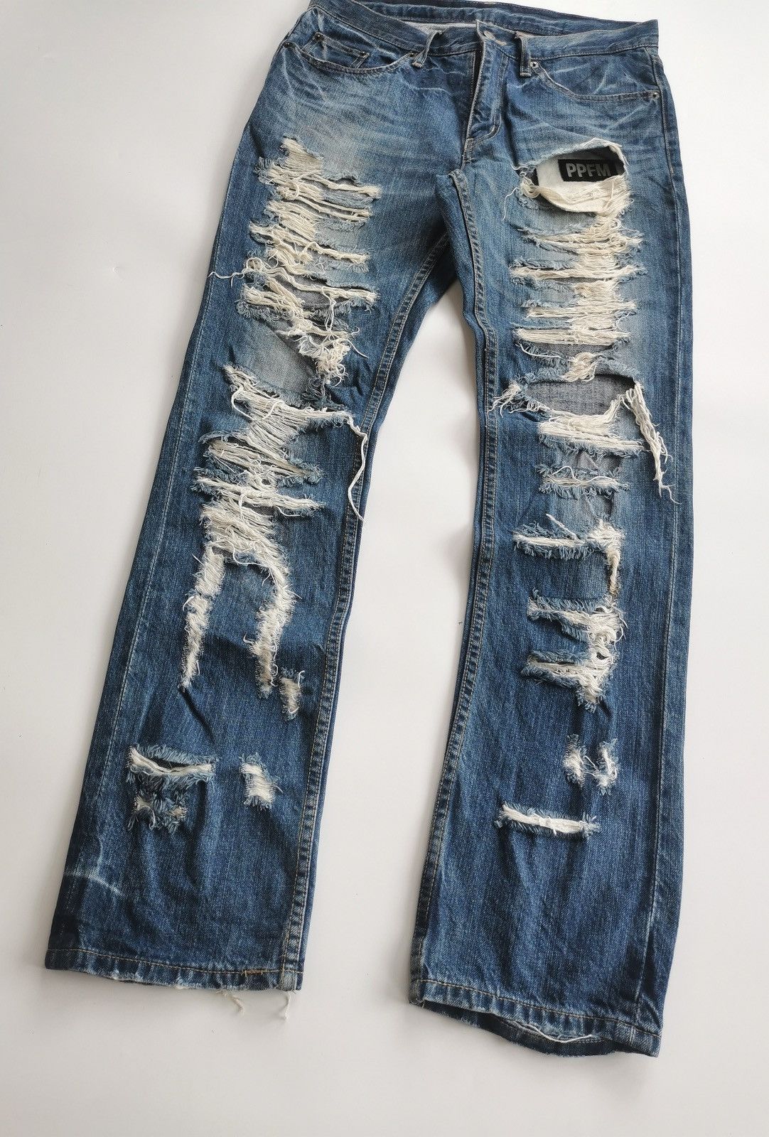 PPFM Thrashed PPFM Boro Distressed Denim Jeans Size US 31 - 4 Thumbnail