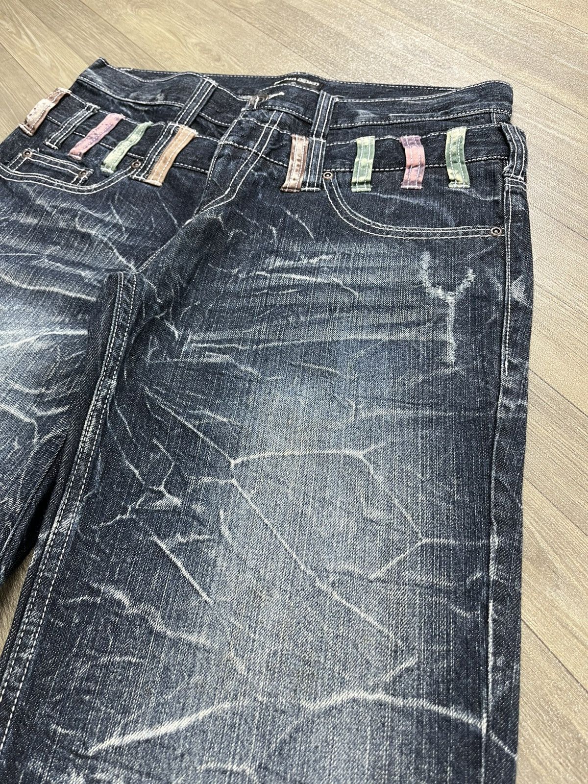 If Six Was Nine 2000s Nylaus Double Waist Distressed Punk Faded Baggy Jeans Size US 31 - 4 Thumbnail