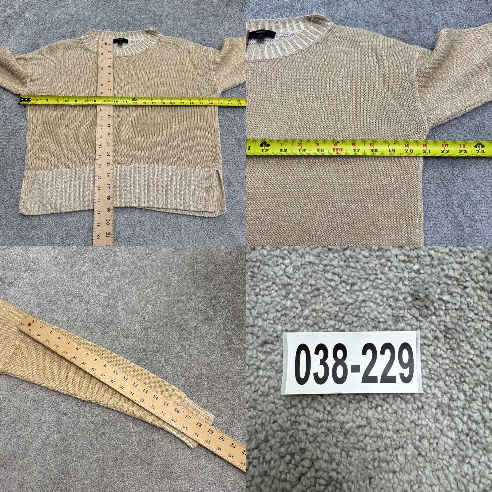 J.Crew J.Crew Pullover Sweater Womens XS Tan Beige Marled Crew Neck Knit Stretch - Classic Casual Knitwear XS Beige Womens Size XS / US 0-2 / IT 36-38 - 8 Thumbnail