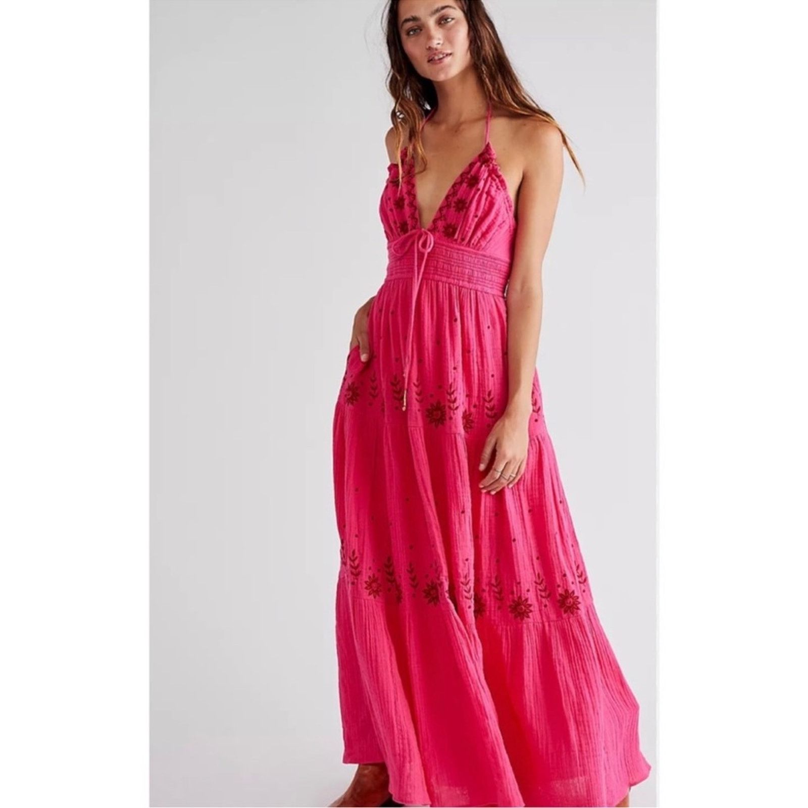 Free People 🎉LAST PIECE🎉FREE PEOPLE Real Love Embroidered Maxi‎ Dress Size XS / US 0-2 / IT 36-38 - 5 Thumbnail