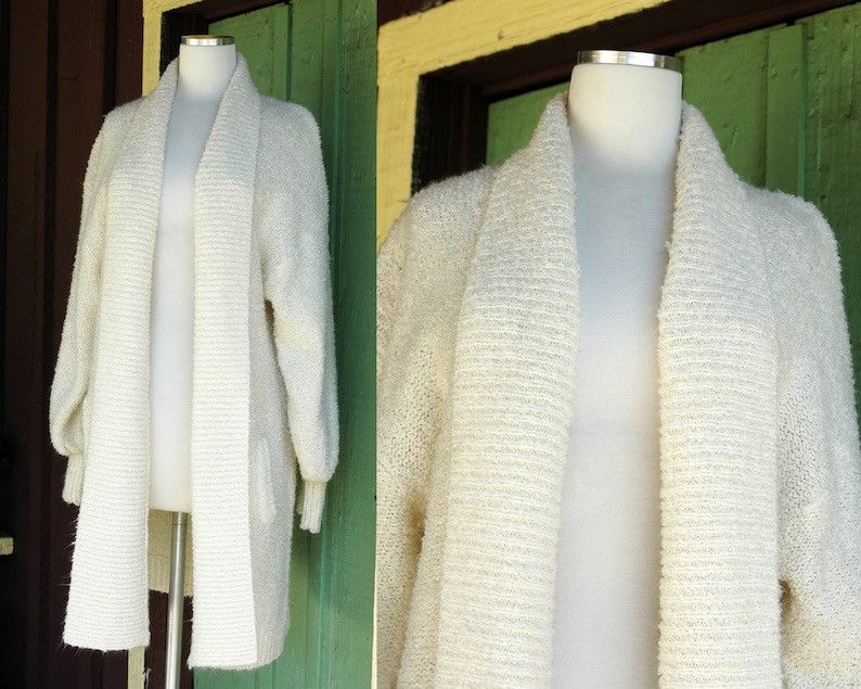 Robinson Les Bains Vintage 80’s Robinsons Cream Knit Long Sleeve Cardigan Size M / US 6-8 / IT 42-44 - 1 Thumbnail