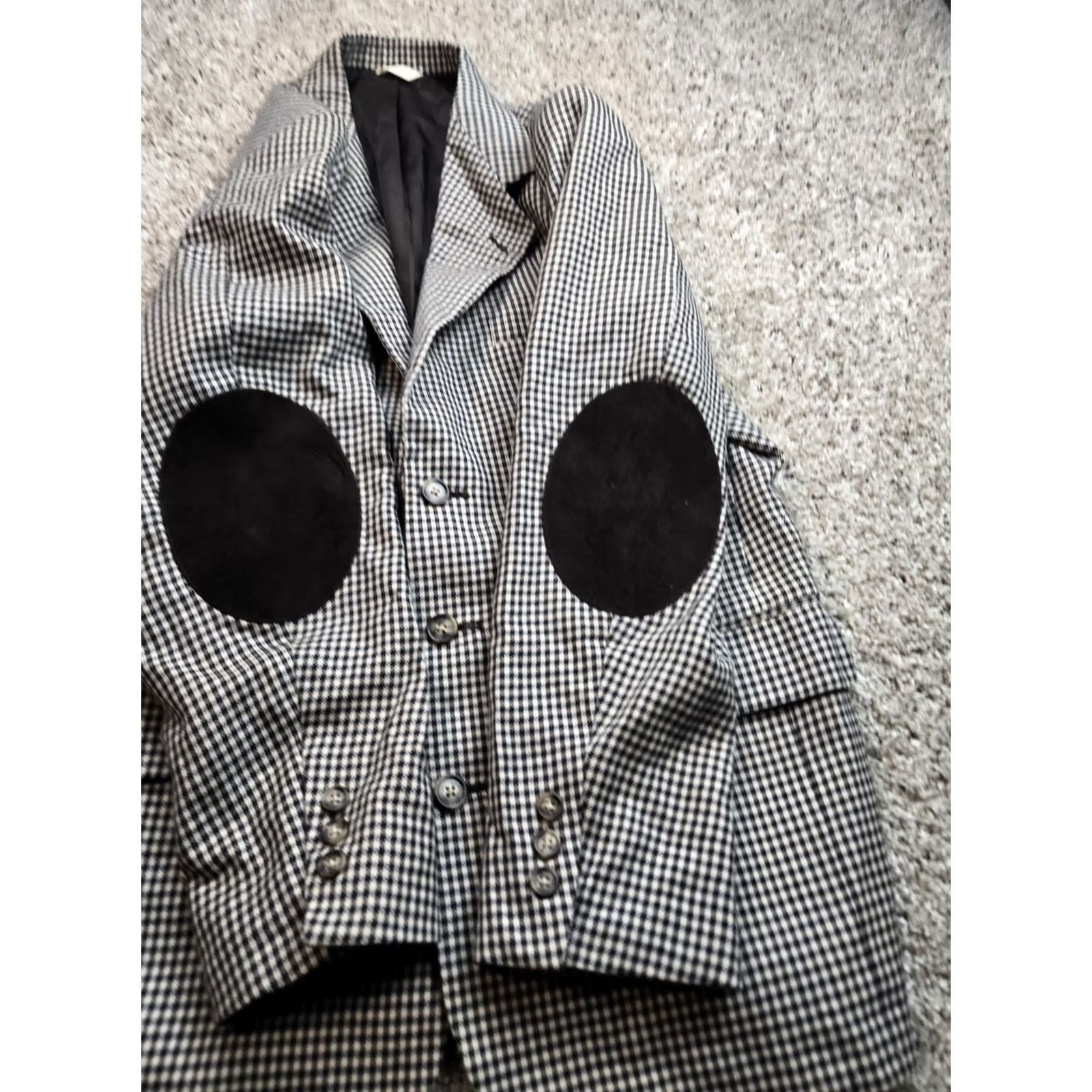 Banana Republic VINTAGE Banana Republic Blazer Jacket Mens Medium Houndstooth Elbow Patches USA Size 40R - 3 Thumbnail