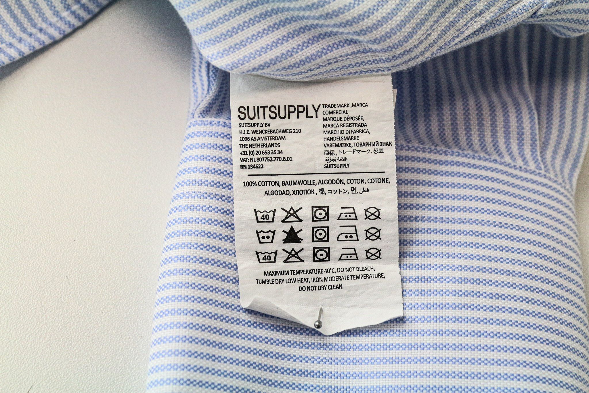 Suitsupply 41/16 Blue Cotton Extra Slim Try On Shirt 76427 Size 42R - 6 Thumbnail