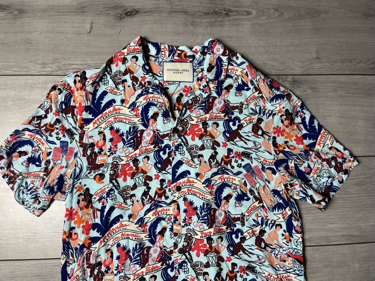 Scotch & Soda Scotch Soda Shirt Mens Blue Keoni Camp Printed Hawaiian Size US M / EU 48-50 / 2 - 3 Thumbnail