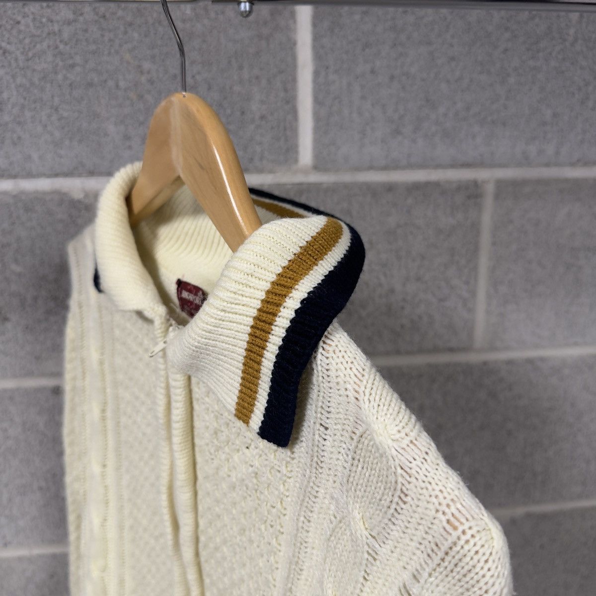 Vintage 60s Acrylic Cable Knit Golf Zip Sweater ERD Grunge Preppy Size US M / EU 48-50 / 2 - 5 Thumbnail