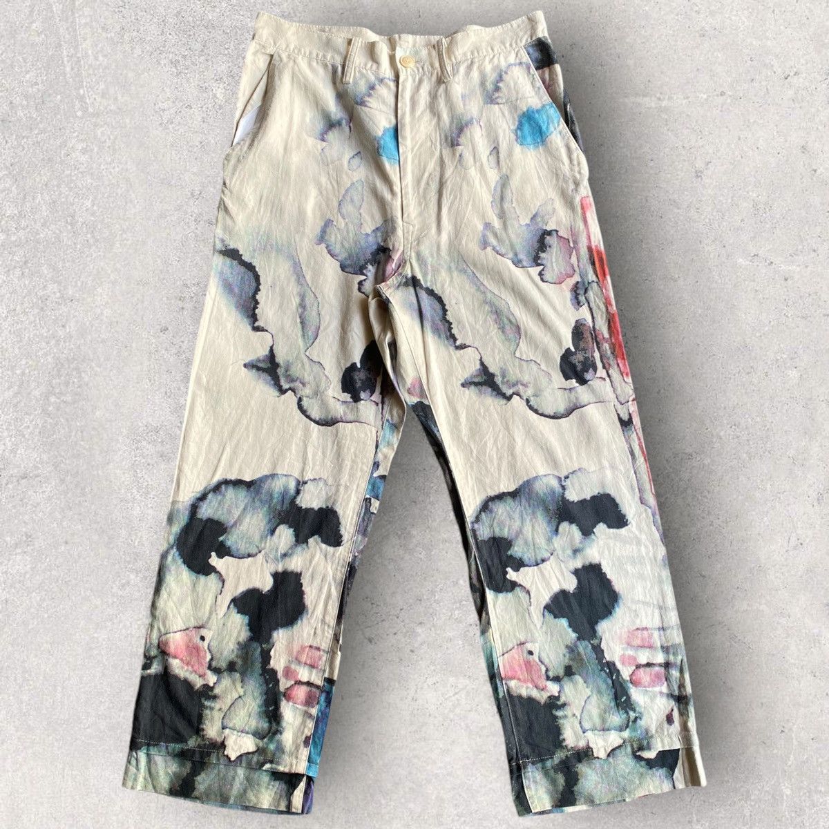 Yohji Yamamoto SS10 Y’s Linen Blend Water Color Print Pants Size US 30 / EU 46 - 1 Thumbnail