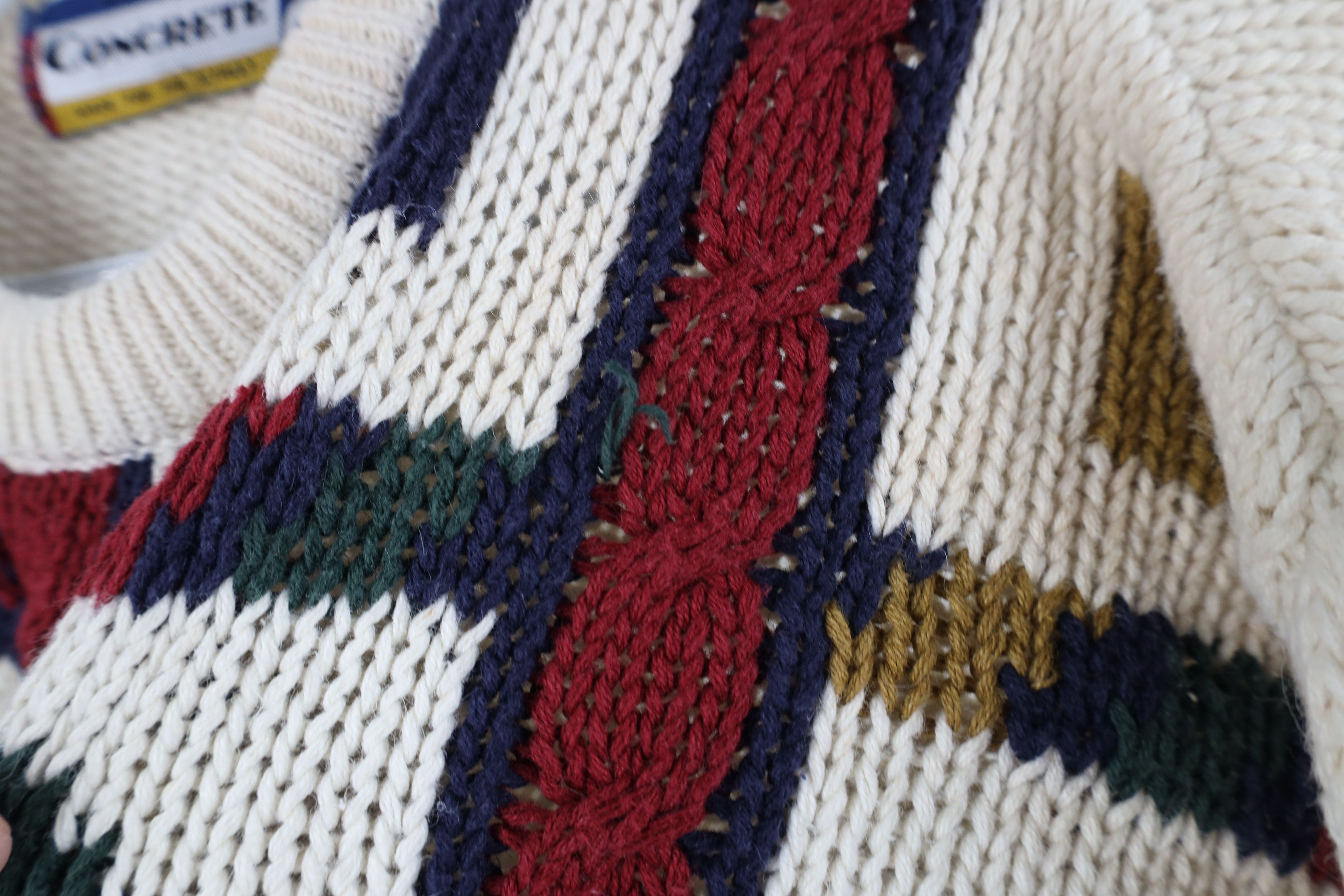 Vintage Vintage 90s Coogi Style Rainbow Checkered Cable Knit Sweater Size M / US 6-8 / IT 42-44 - 7 Thumbnail