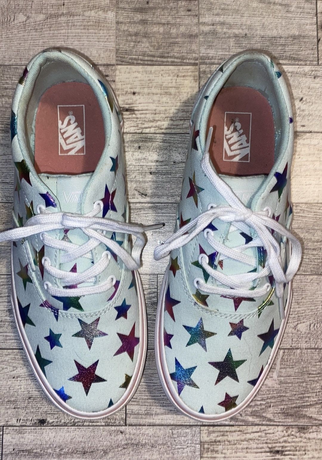 Vans Vans, Sea Foam, Metallic Rainbow Stars, Lace Up, Low Tops Size US 5 / IT 35 - 5 Thumbnail