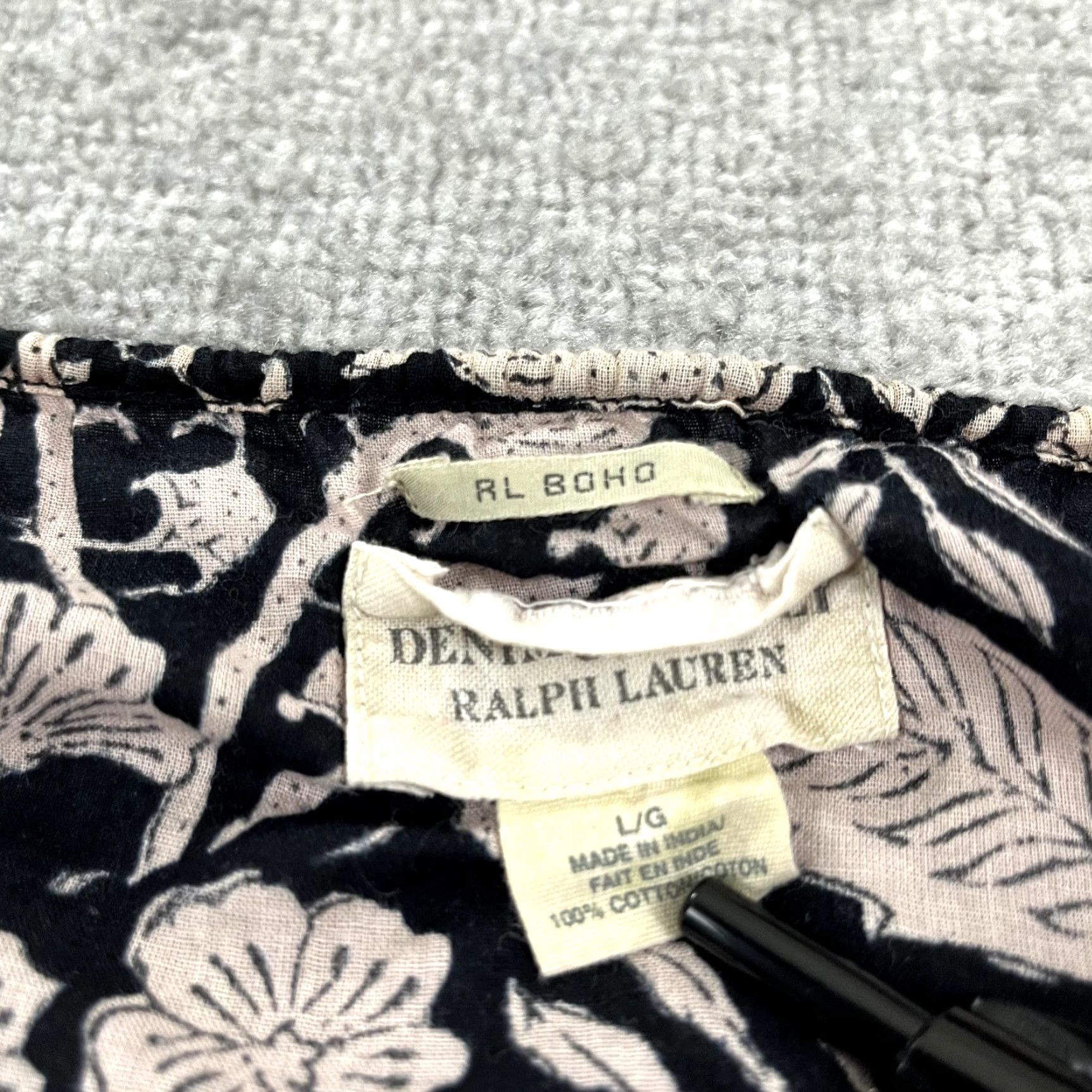 Ralph Lauren DENIM SUPPLY RALPH LAUREN Top Womens Large Pale Pink Black Blouse RL BOHO Tassel Size L / US 10 / IT 46 - 2 Thumbnail
