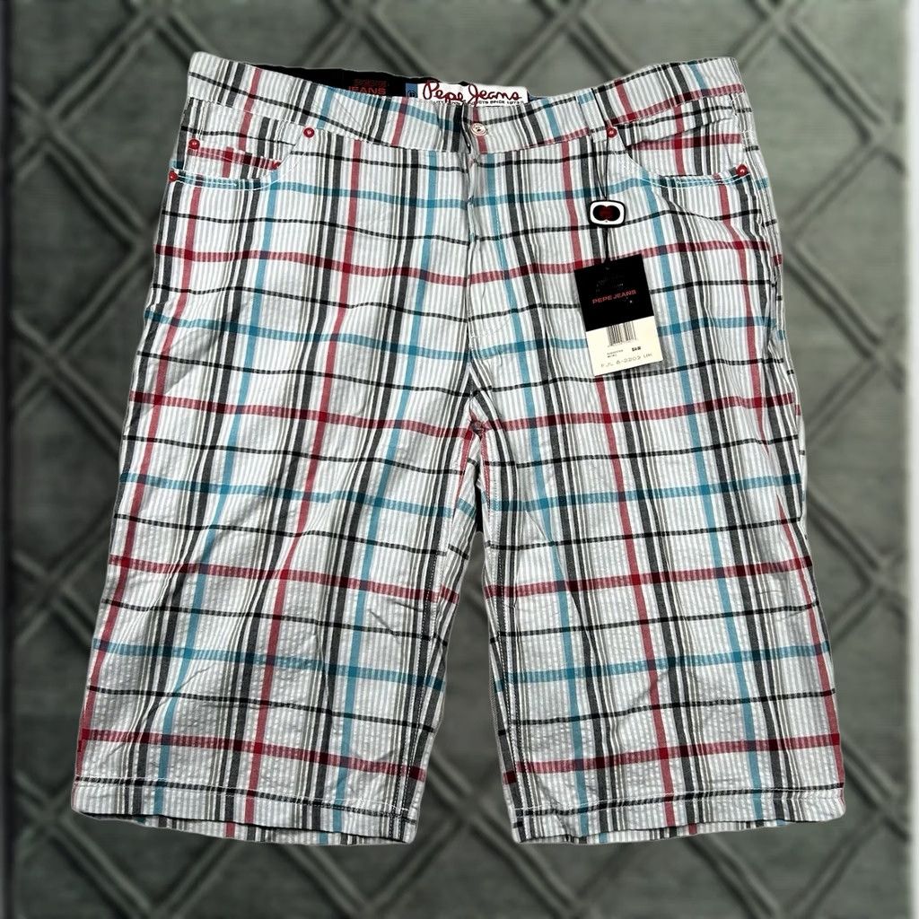 Pepe Jeans Pepe Jeans London Shorts Mens 42 Seersucker Plaid Bermuda Hip Hop Multicolor Cotton 5-Pocket 14in Inseam Baggy Relaxed Casual Mens Size US 42 / EU 58 - 1 Thumbnail