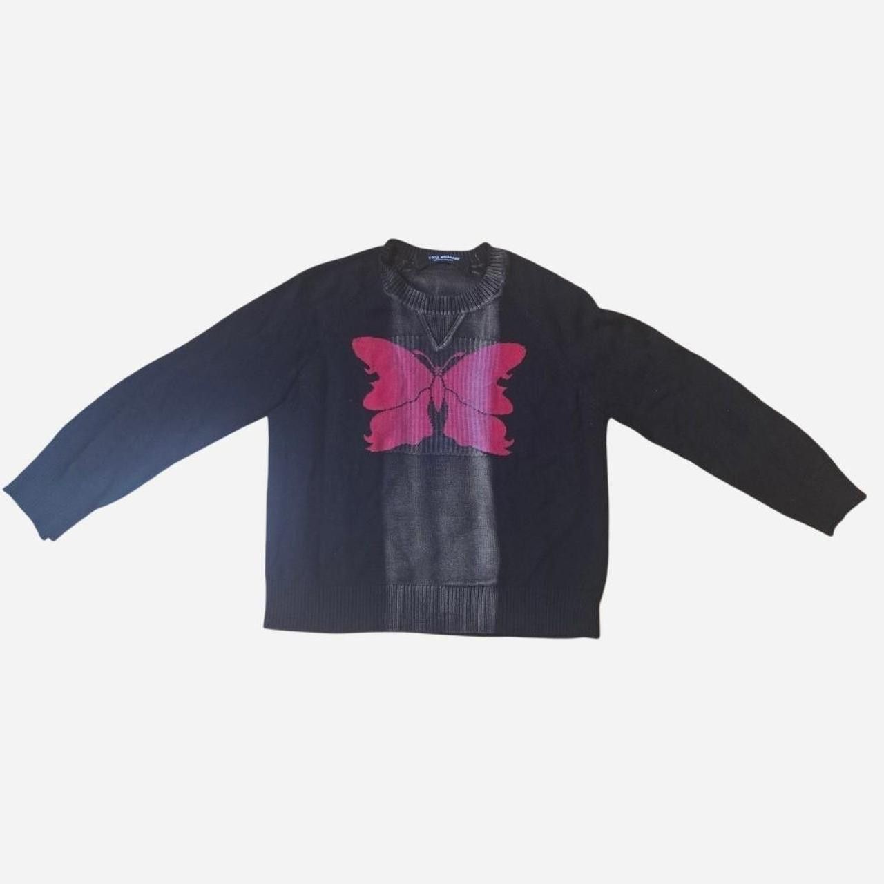 Comme des Garcons 2001 Red Butterfly Bleach Distressed Sweater Size XS / US 0-2 / IT 36-38 - 1 Thumbnail