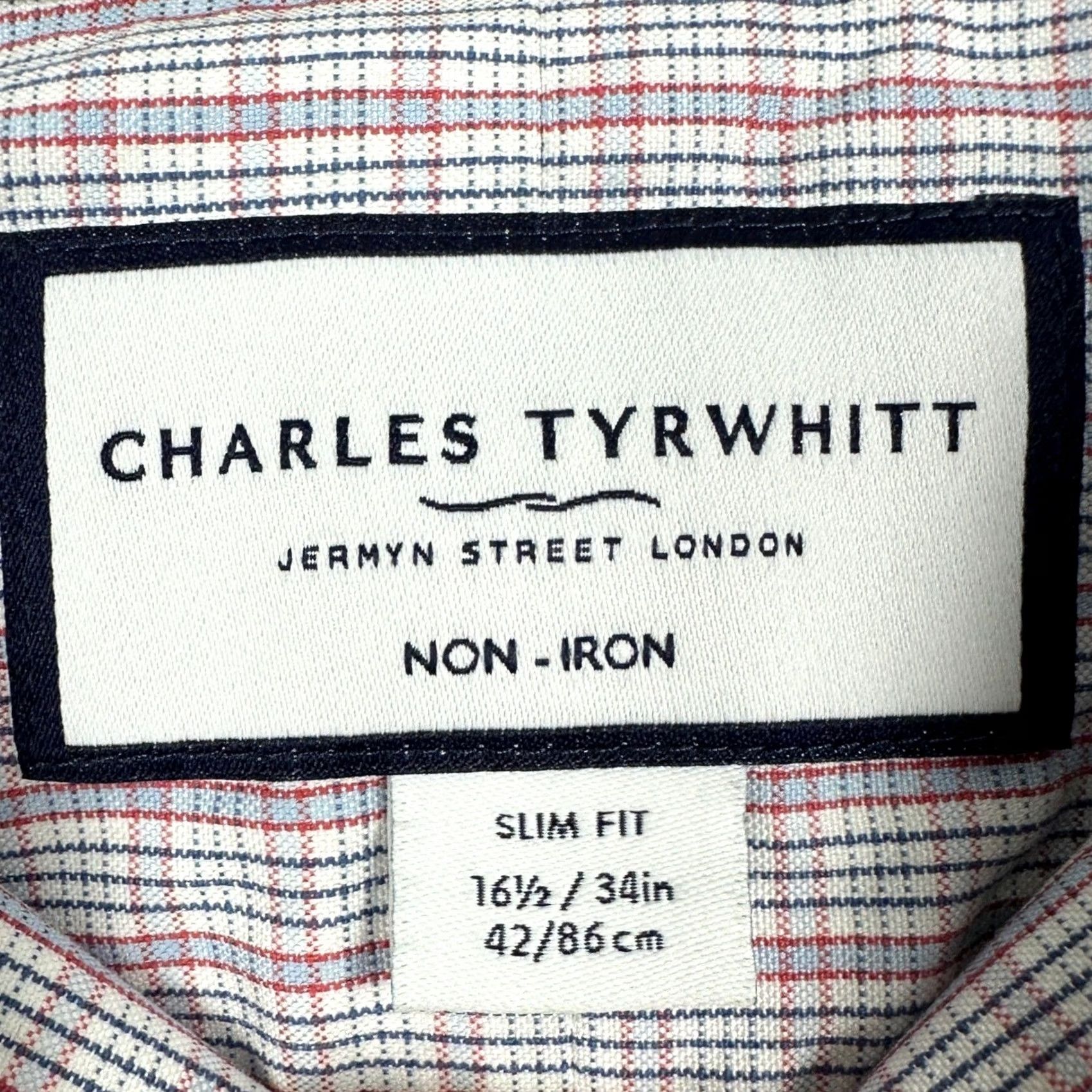 Charles Tyrwhitt Charles Tyrwhitt Mens Dress Shirt Red Blue Plaid Button Down Long Sleeve 16.5 Size 46R - 4 Thumbnail