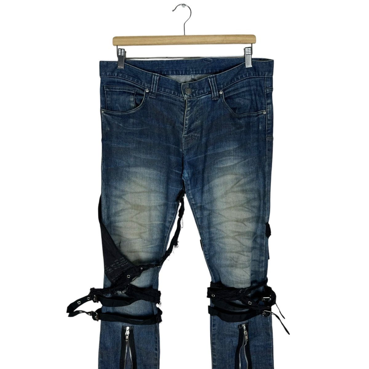 If Six Was Nine 🌟TORNADO MART BONDAGE FLARE DENIM PANTS Size US 34 / EU 50 - 3 Thumbnail
