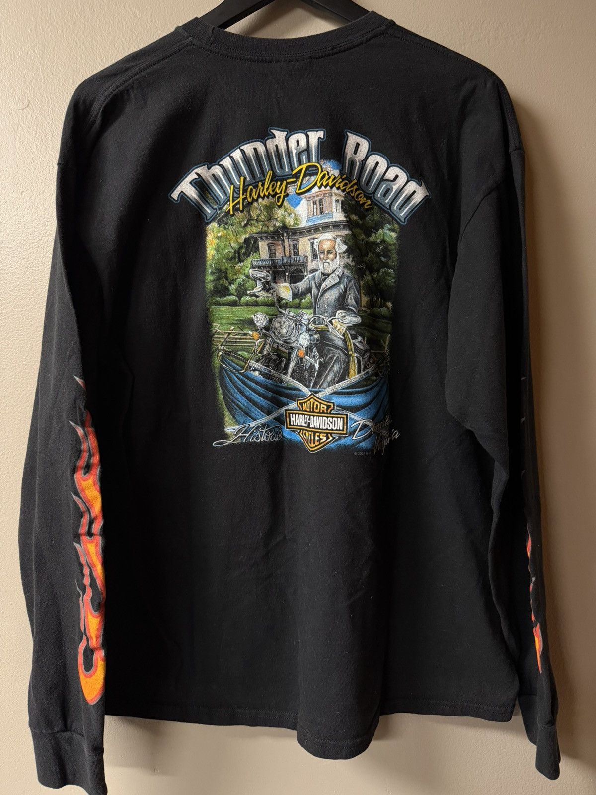 Harley Davidson Late 2000s Vintage Harley Davidson Flame LongSleeve Tee Size US XL / EU 56 / 4 - 3 Thumbnail