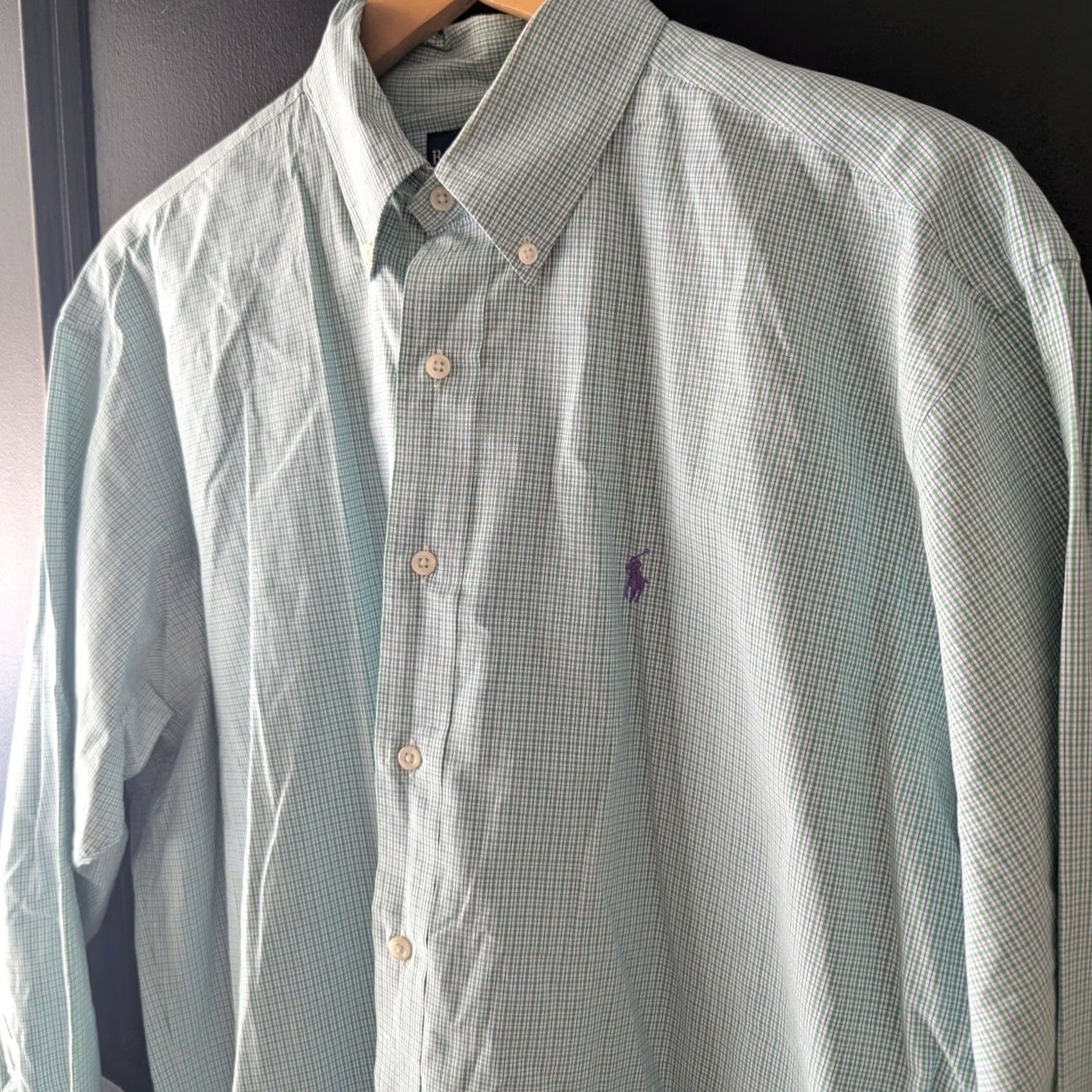 Ralph Lauren Ralph Lauren Blake Button Down Long Sleeve Shirt Green Gingham Plaid Purple Pony Mens L Cardigan? Size US L / EU 52-54 / 3 - 2 Thumbnail