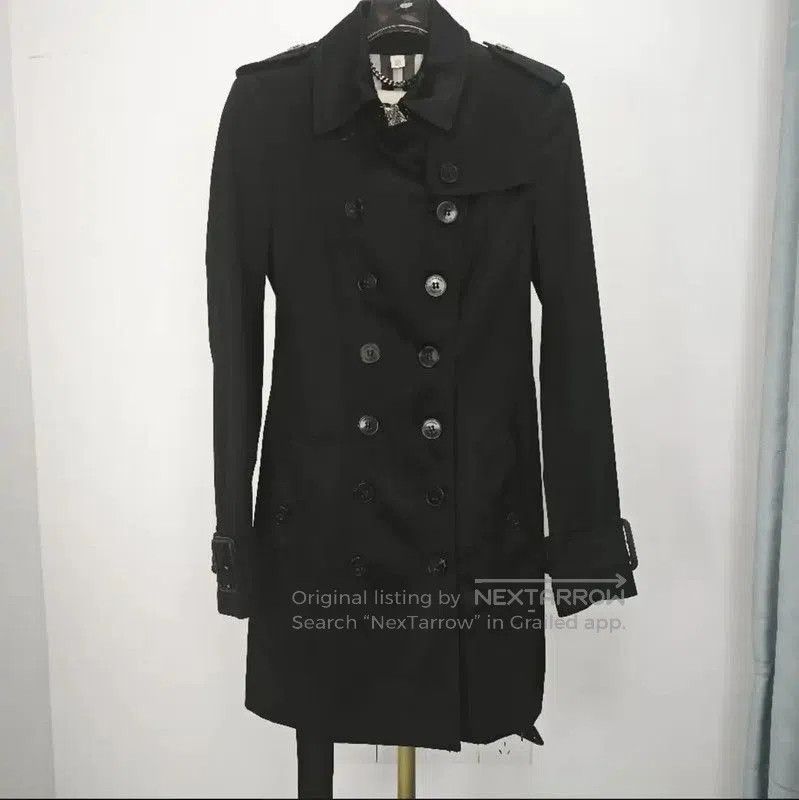 Burberry Burberry Black Houndstooth Mid-Length Trench Coat. Size S / US 4 / IT 40 - 1 Thumbnail