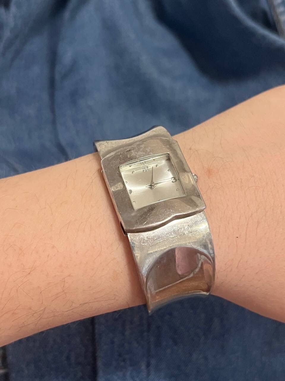 Japanese Brand × Jewelry × Vintage Japan Stylish Full Chrome Chunky Watch Bracelet Futuristic Size ONE SIZE - 6 Thumbnail