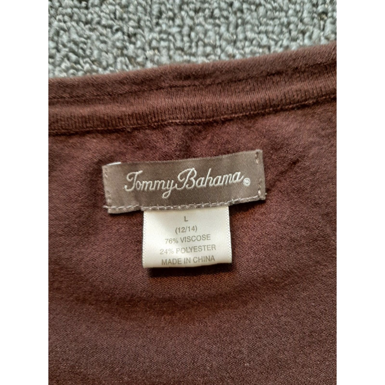 Tommy Bahama Tommy Bahama Womens Shirt Long Sleeve L Large Brown 76% Viscose Soft Relaxed Casual Regular T-Shirt Sleeve Length: Long Sleeve Size L / US 10 / IT 46 - 2 Thumbnail