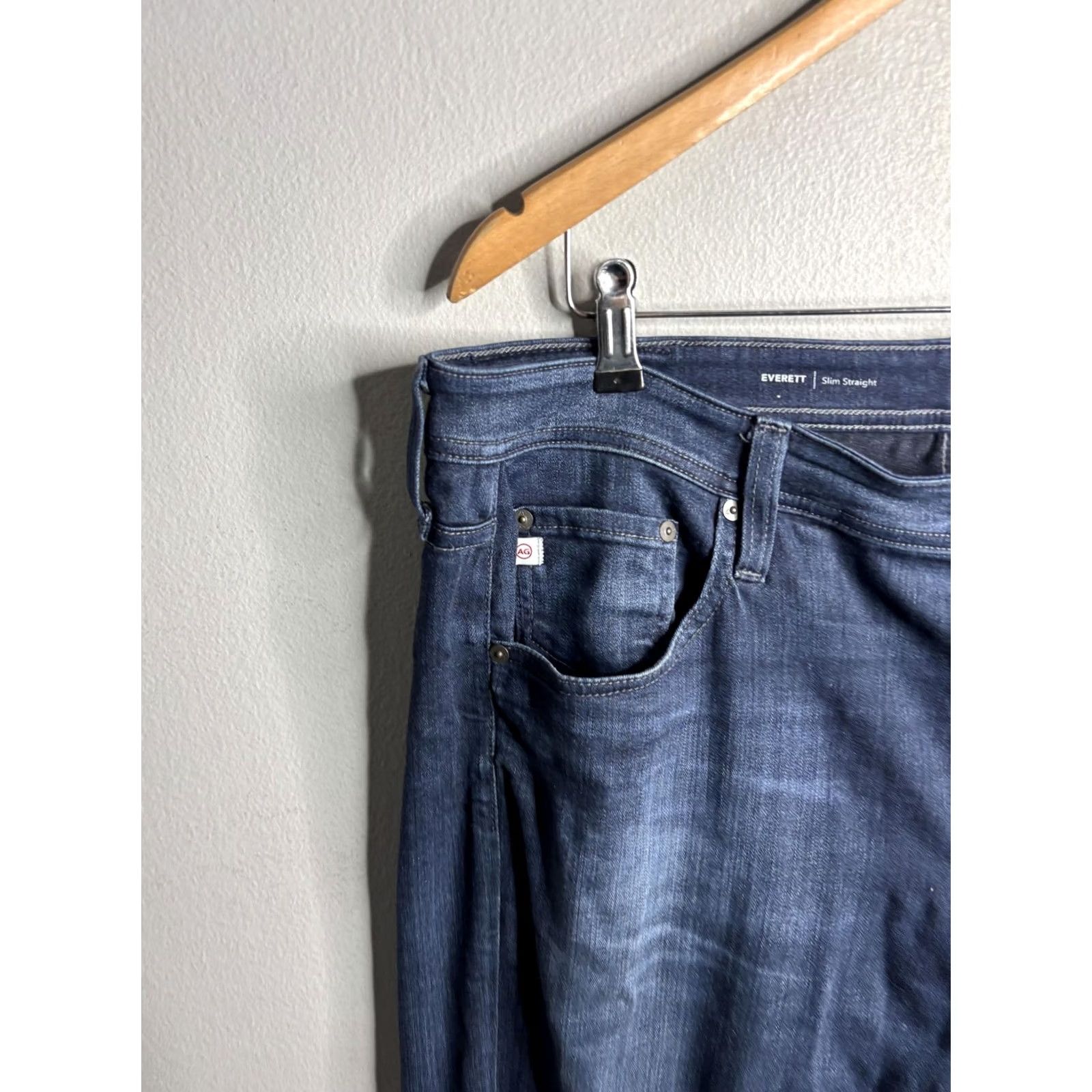 Denime AG Adriano Goldschmied Everett Jeans Mens 37x31 Blue Slim Straight Denim Size US 37 - 2 Thumbnail