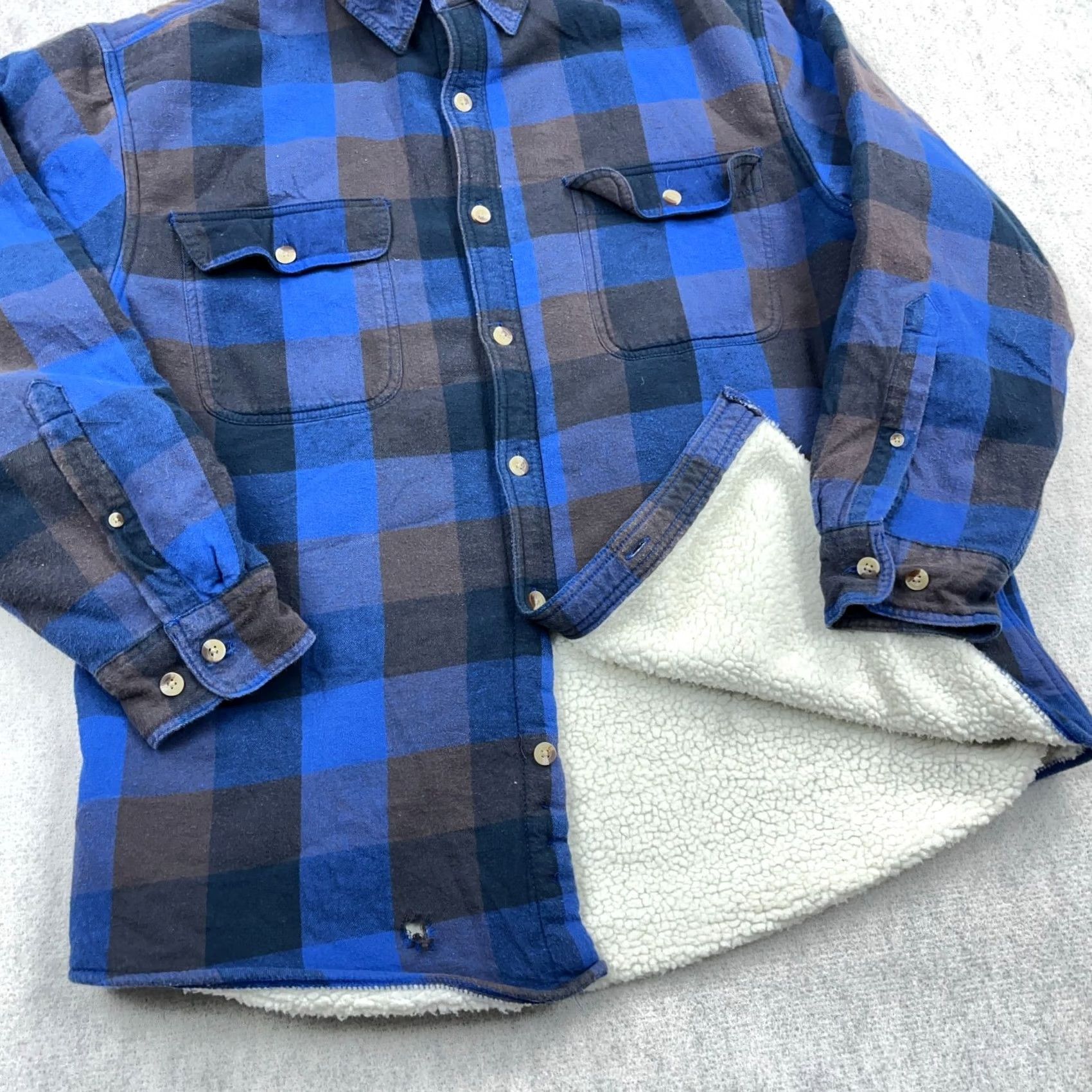 Vintage RedHead Shacket Men L Blue Buffalo Plaid Sherpa Lined Over Shirt Jacket Quilted Pockets Logo Fall Spring Winter Casual Workwear Vintage Size US L / EU 52-54 / 3 - 4 Thumbnail