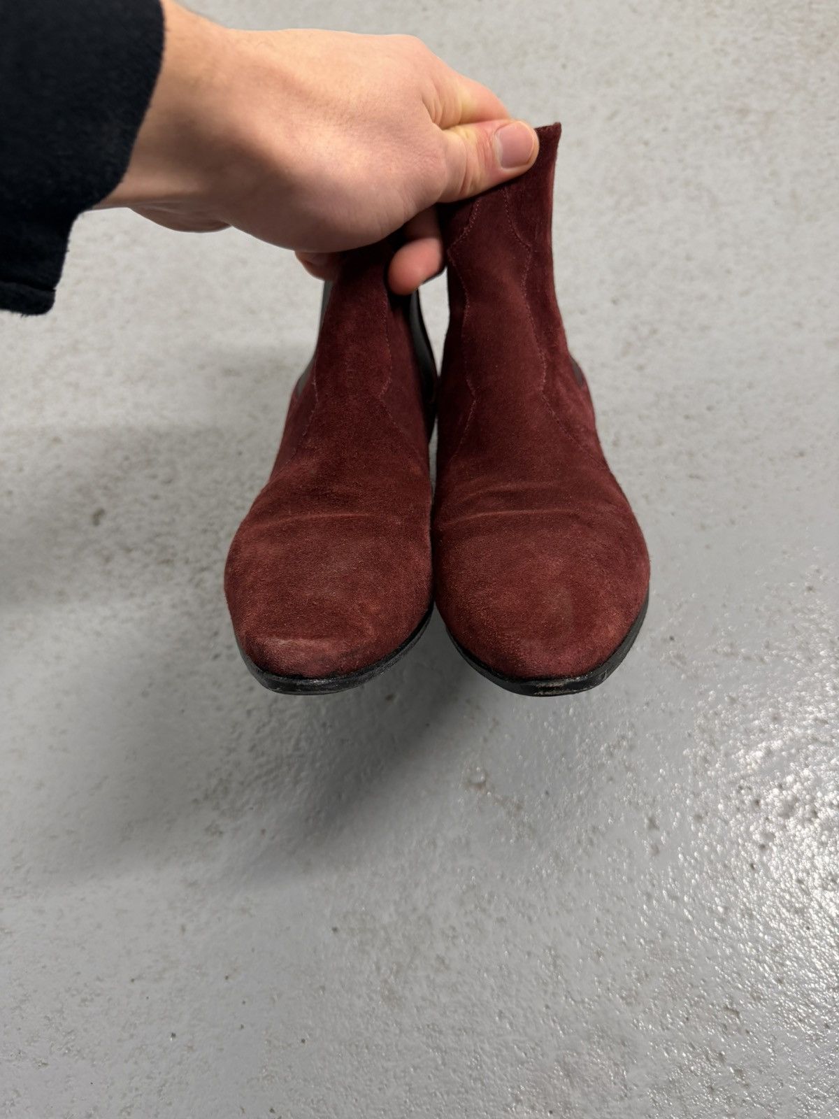 Saint Laurent Paris Saint Laurent Burgundy Suede Chelsea Boots Size US 8 / IT 38 - 5 Thumbnail