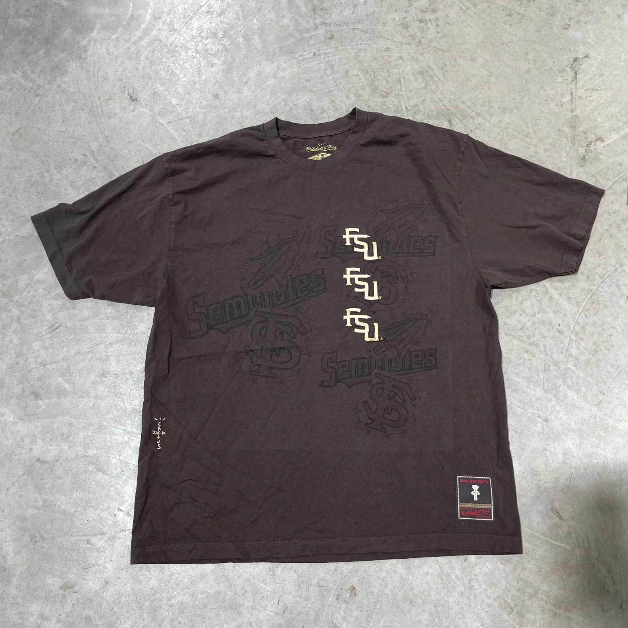 Mitchell & Ness × Travis Scott NEW TRAVIS SCOTT x MITCHELL NESS FSU BROWN TEE XL Size US XL / EU 56 / 4 - 2 Thumbnail