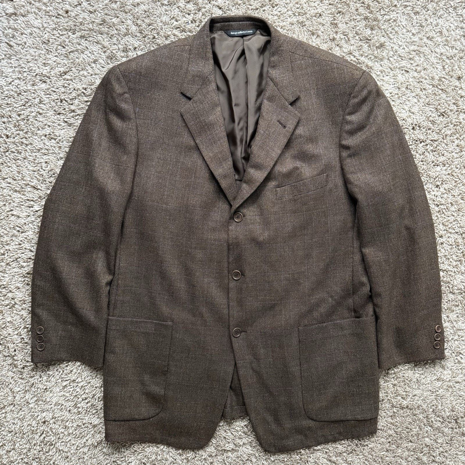 Ermenegildo Zegna × Vintage Ermenegildo Zegna Brown Plaid Suit Jacket 3 Button Wool 44R Size 44R - 1 Thumbnail