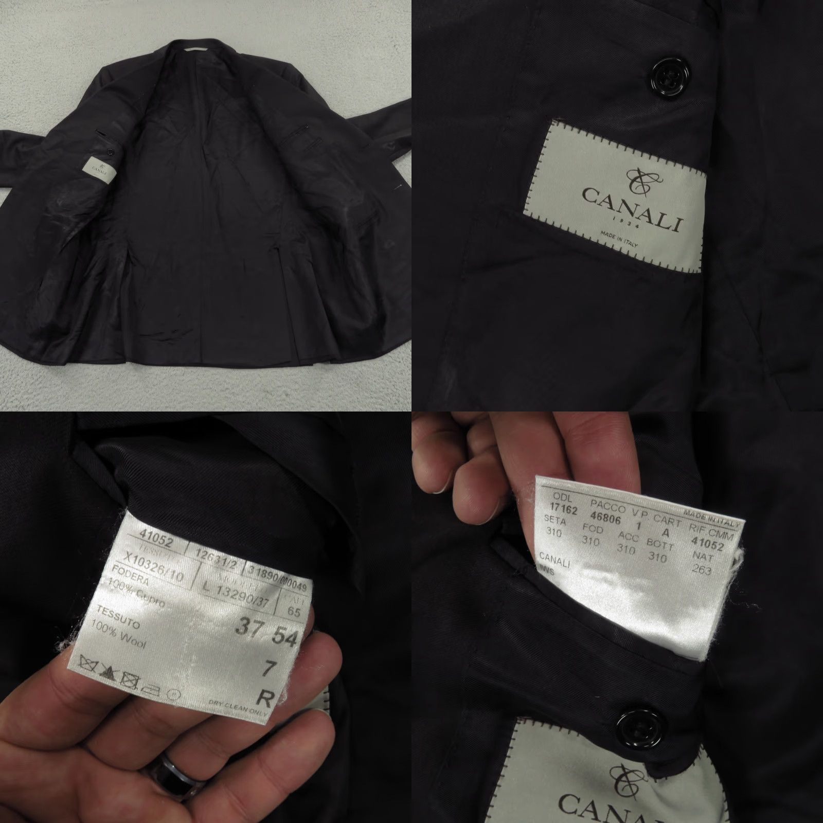 Canali Canali 1934 Jacket Black Tuxedo Blazer 44R Double Vent Two Button Formal Dinner Suit Mens Size 44R - 8 Thumbnail