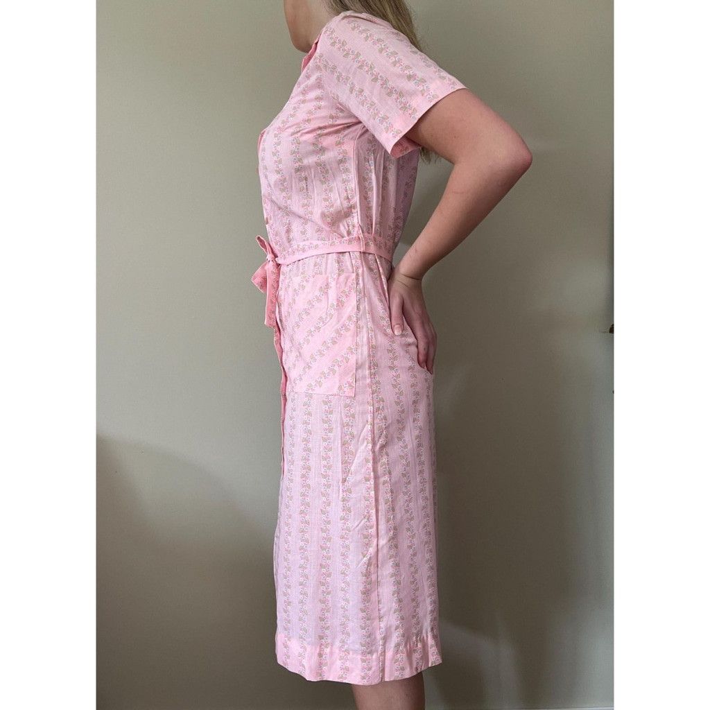 Vintage Deadstock 1960s Vintage Womens Spring Flowers Shirt Dress Size M / US 6-8 / IT 42-44 - 3 Thumbnail